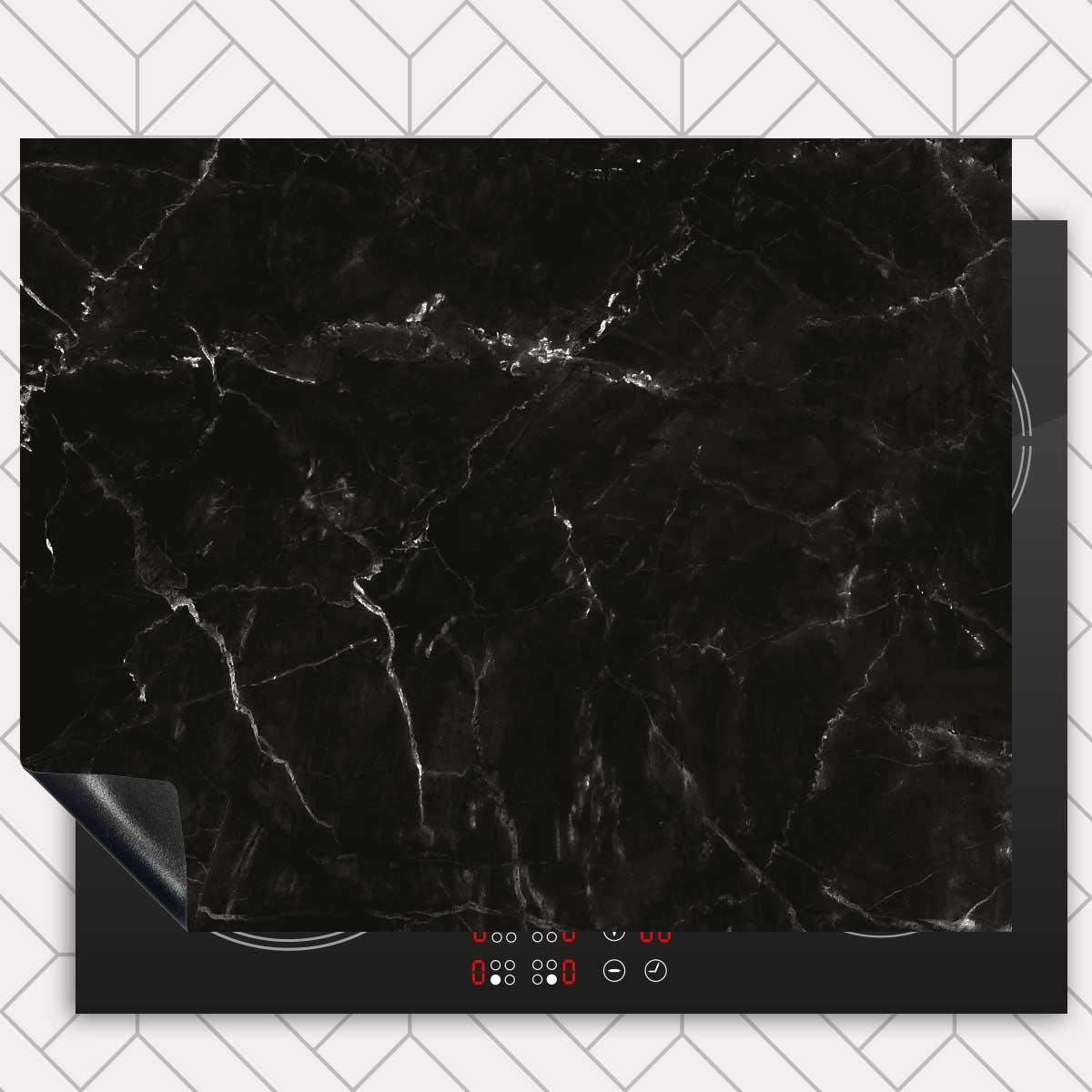 Inductie beschermer - Marmer Zwart