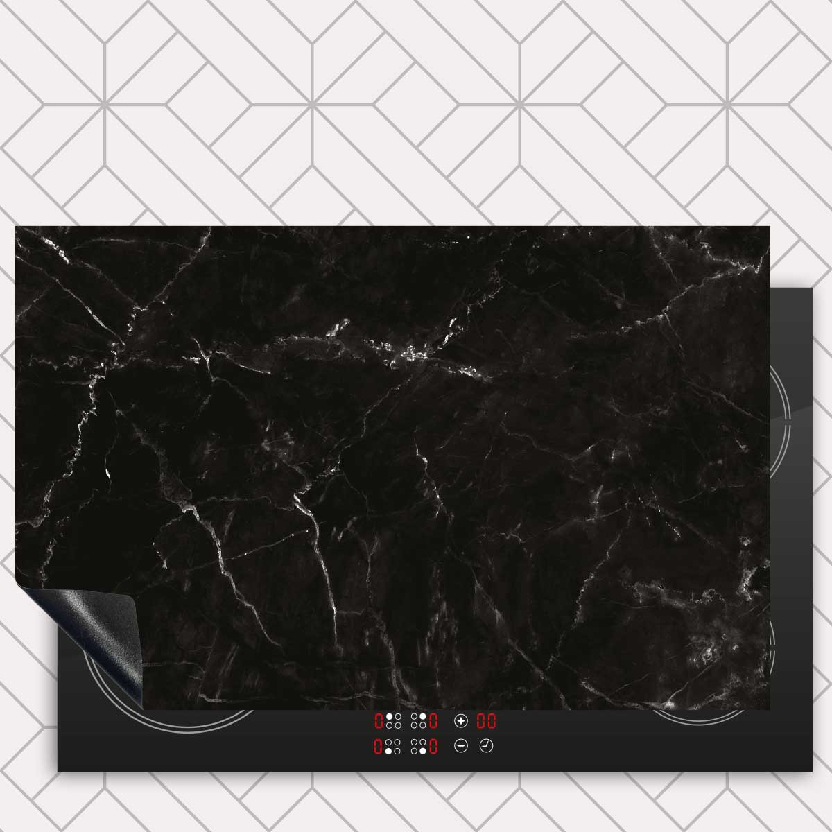 Inductie beschermer - Marmer Zwart