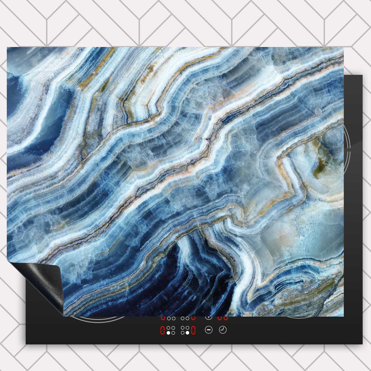 Inductie beschermer - Marmer natuurlijk blauw