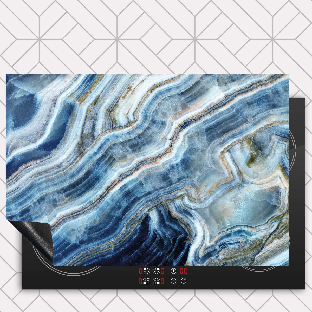 Inductie beschermer - Marmer natuurlijk blauw