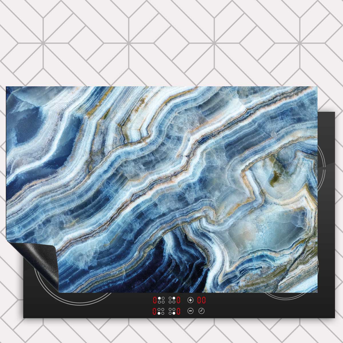 Inductie beschermer - Marmer natuurlijk blauw