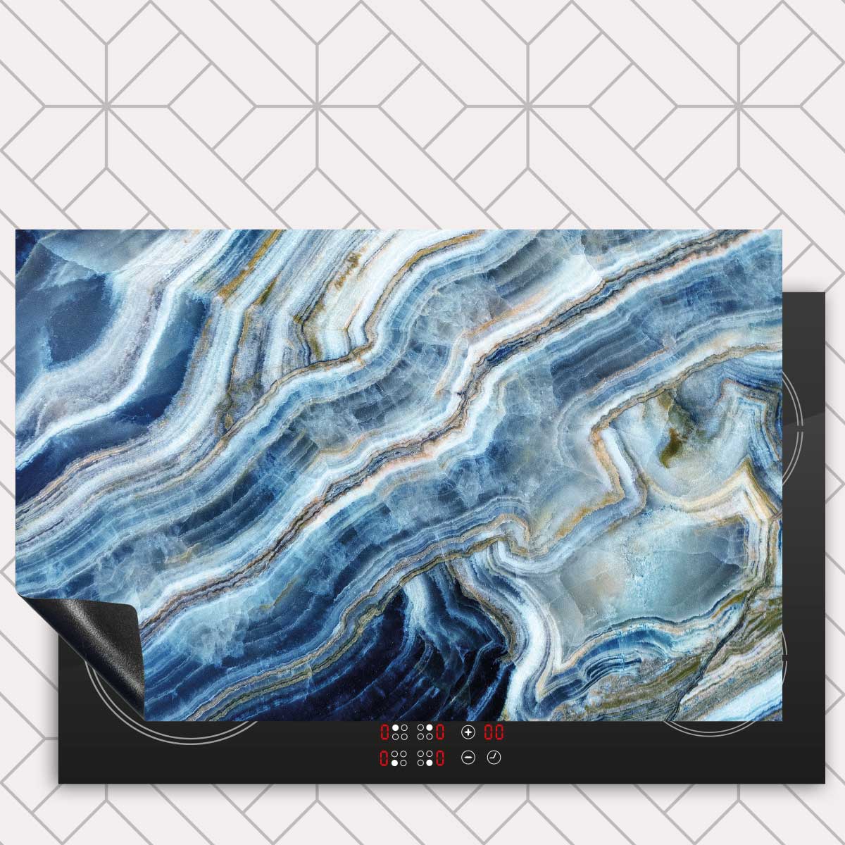 Inductie beschermer - Marmer natuurlijk blauw