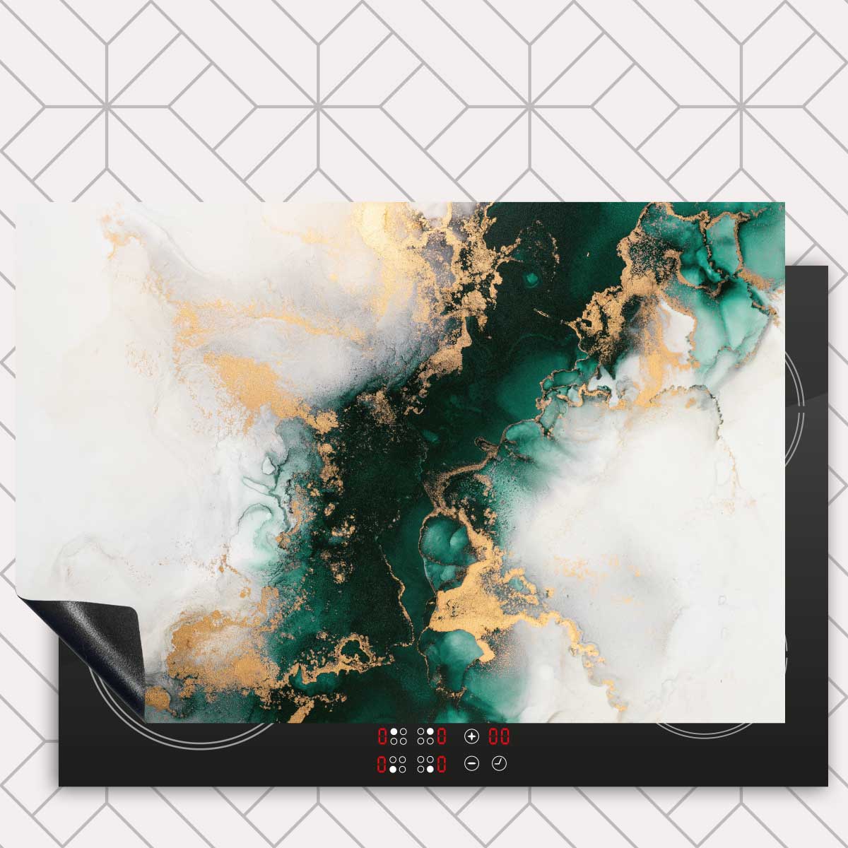 Inductie beschermer - Marmer Groen-Goud