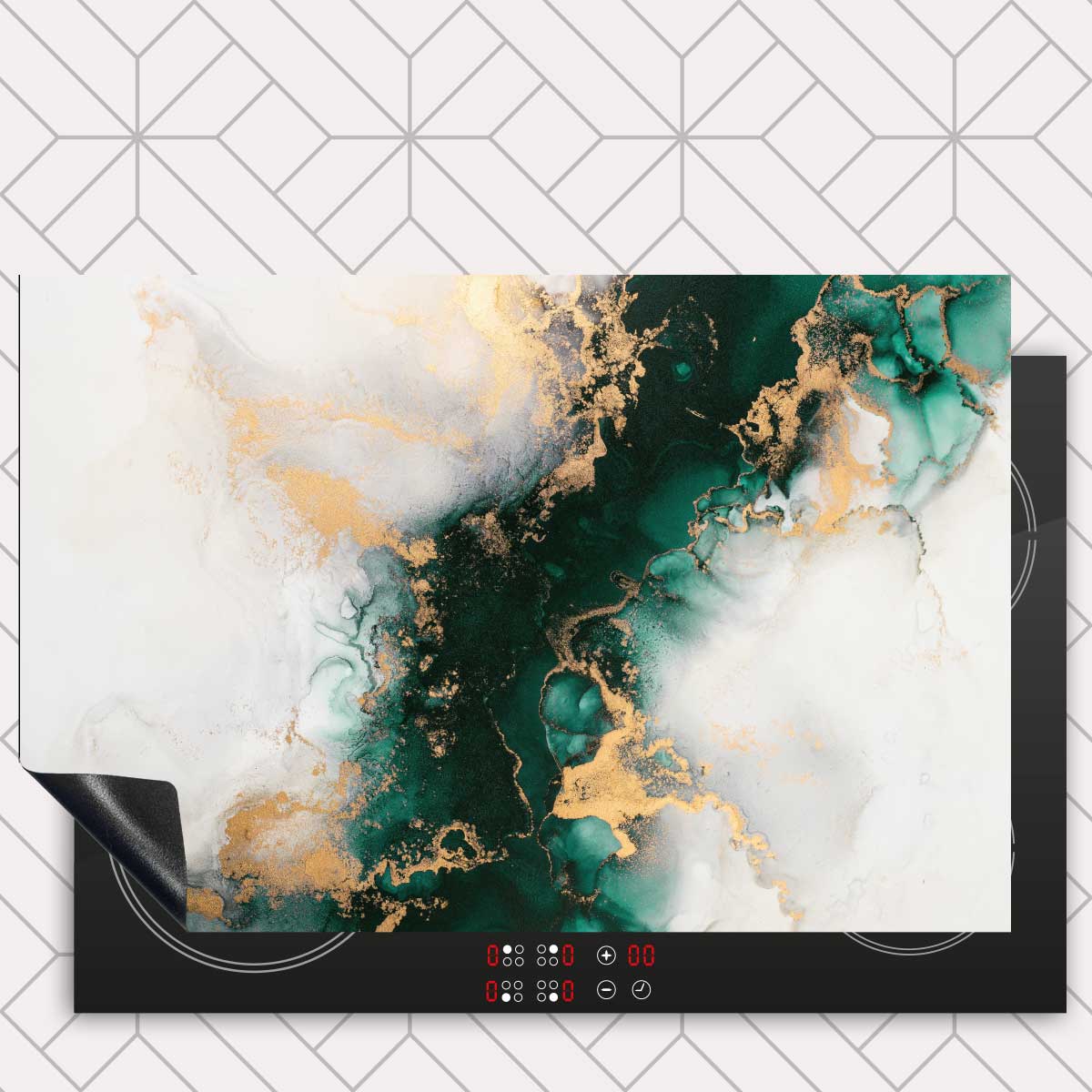 Inductie beschermer - Marmer Groen-Goud