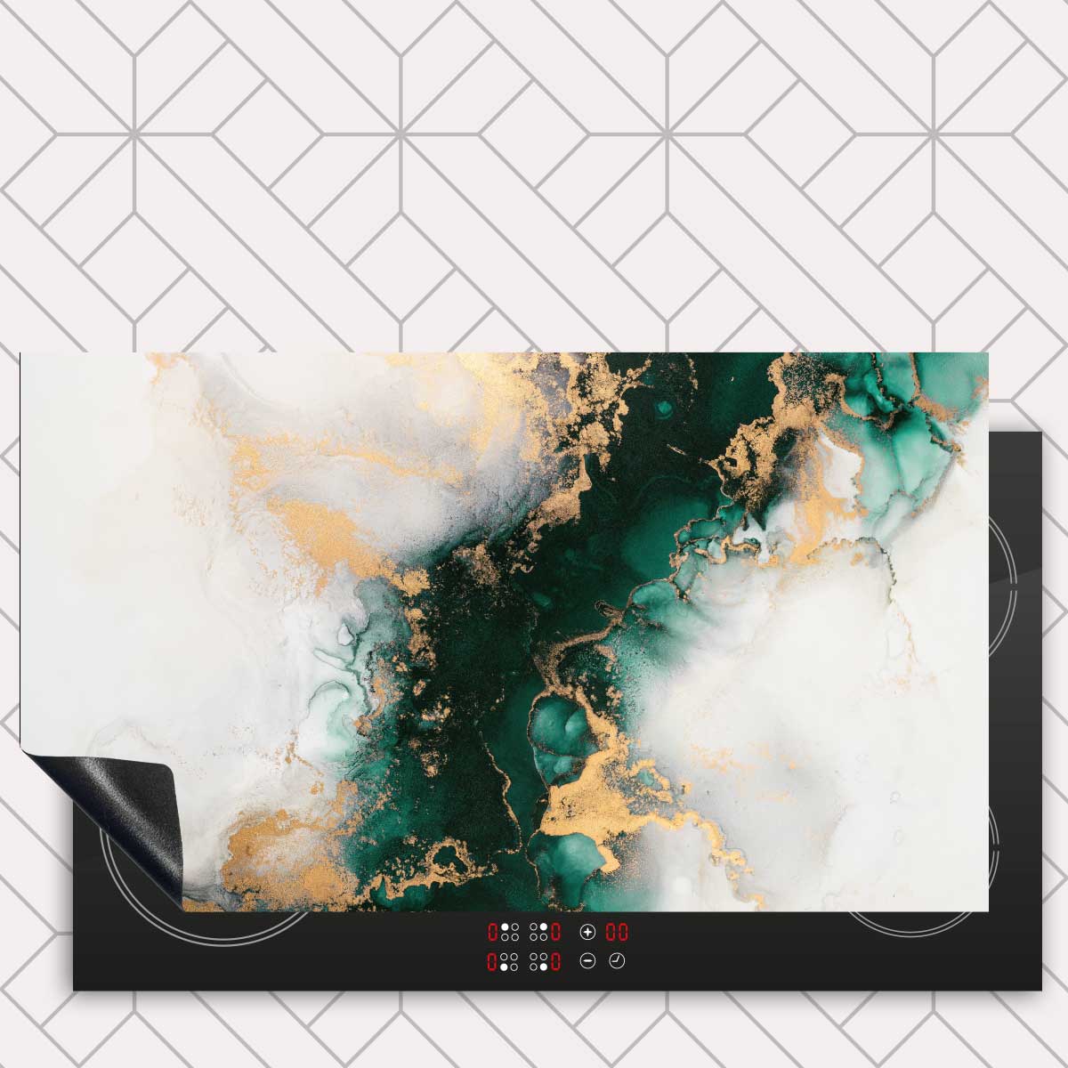 Inductie beschermer - Marmer Groen-Goud