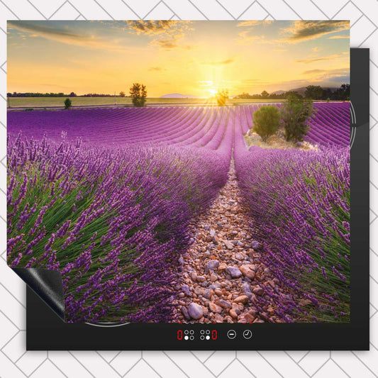 Inductie beschermer - Lavendel veld zonsondergang