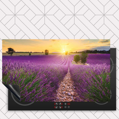Inductie beschermer - Lavendel veld zonsondergang