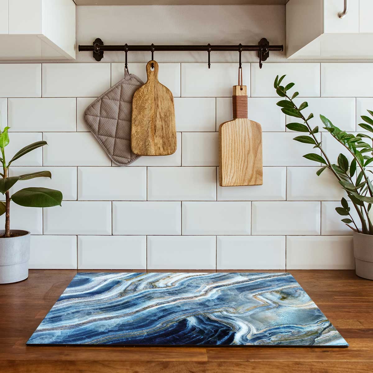 Inductie beschermer - Marmer natuurlijk blauw