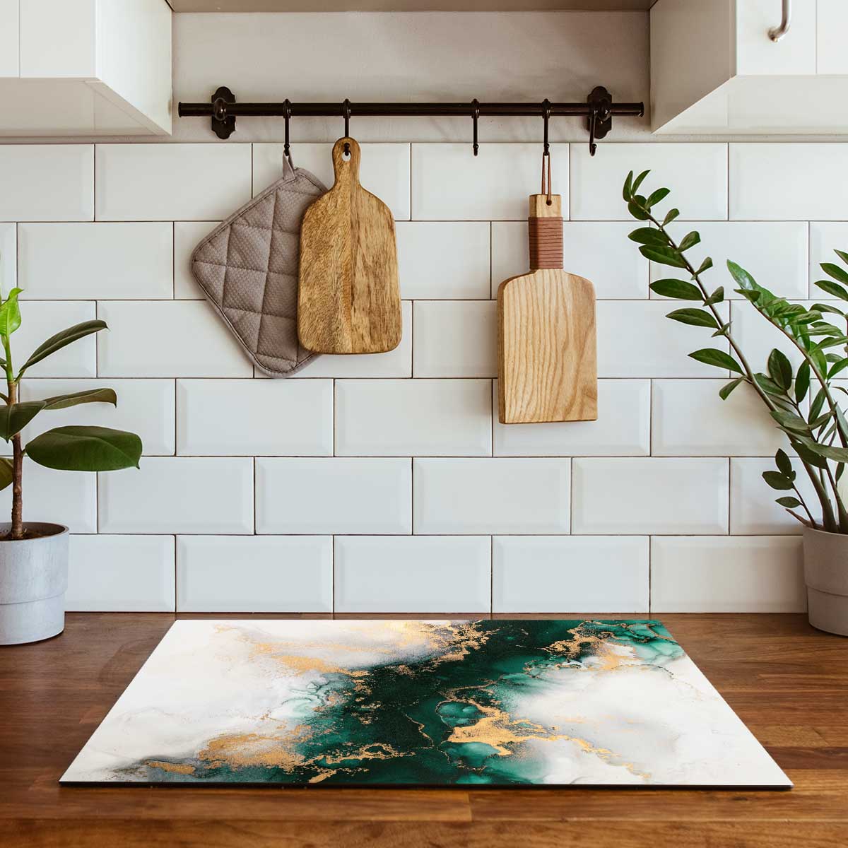 Inductie beschermer - Marmer Groen-Goud