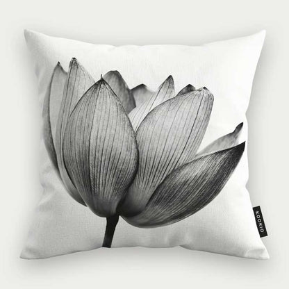 Sierkussen - Lotus in zwart-wit