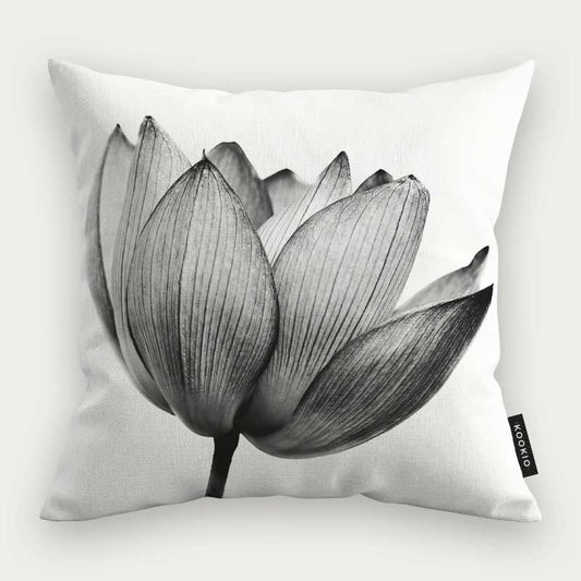 Sierkussen - Lotus in zwart-wit