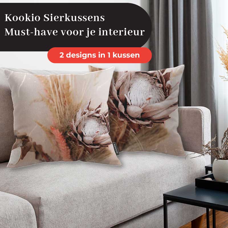 Sierkussen - Droogbloemen Zacht Beige