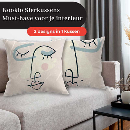 Sierkussen - Minimalistisch vrouwengezicht