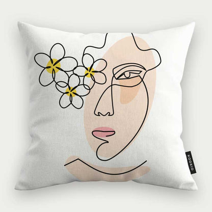 Sierkussen - Vrouw met bloemen
