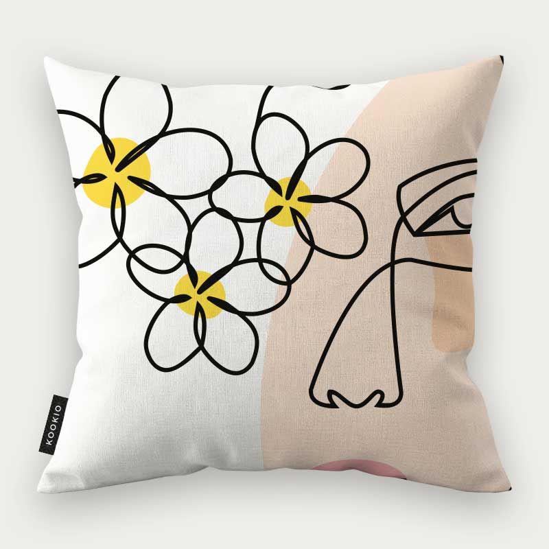 Sierkussen - Vrouw met bloemen