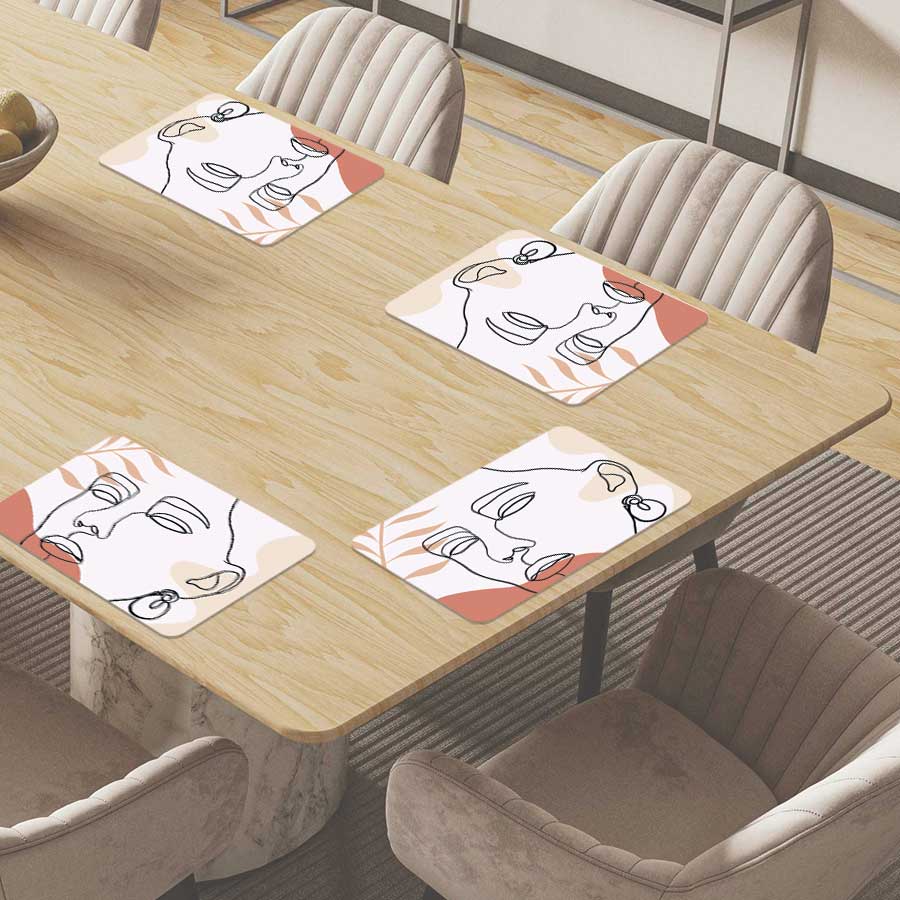 Placemat - Vrouw met blad