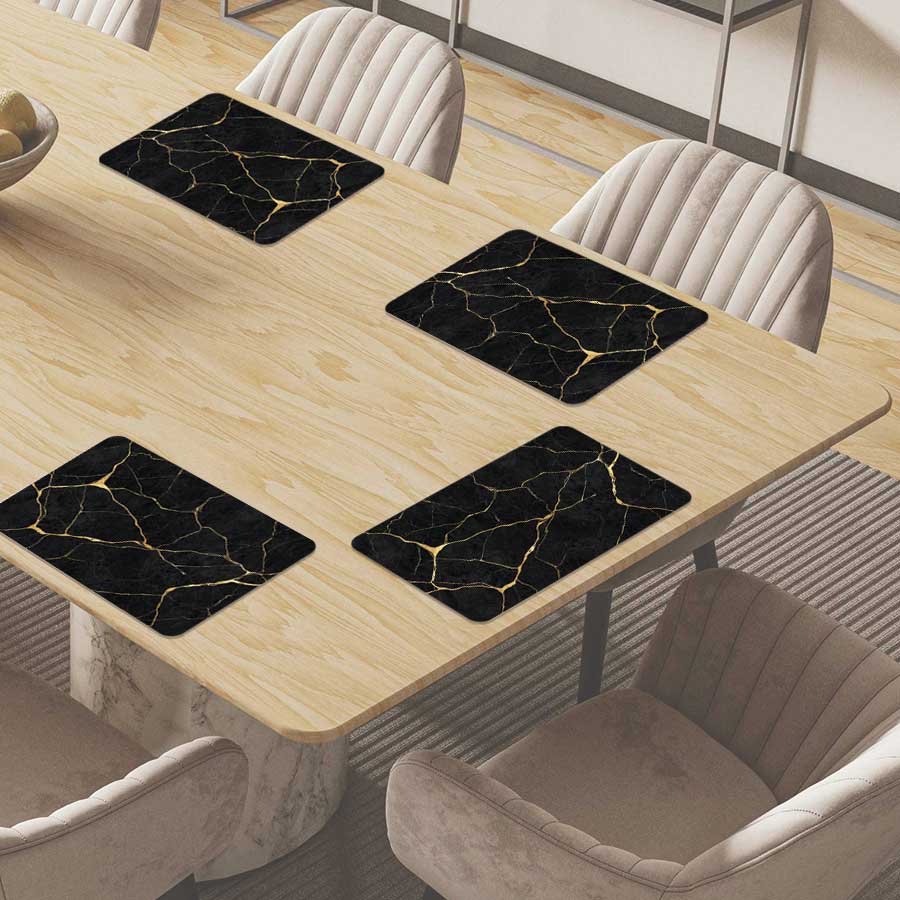 Placemat - Marmer Zwart-Goud
