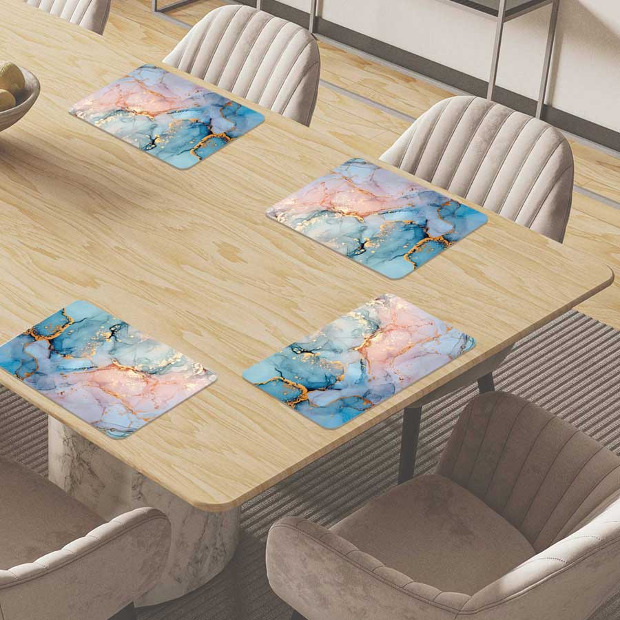 Placemat - Marmer Blauw-Roze