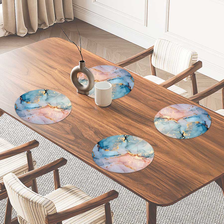 Placemat - Marmer Blauw-Roze