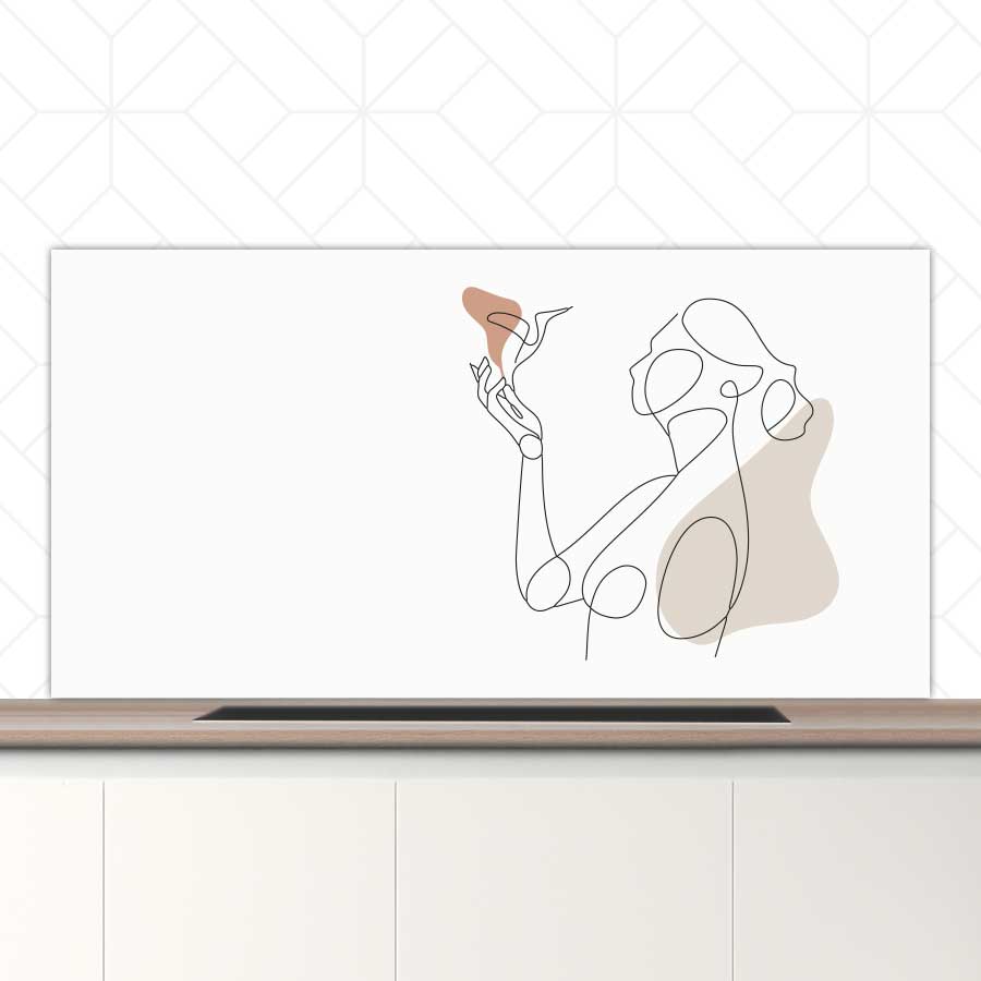 Spatscherm - Vrouw met vogel