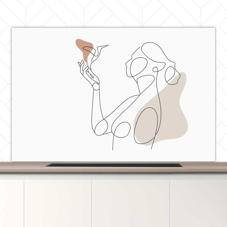 Spatscherm - Vrouw met vogel