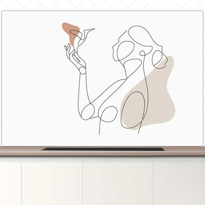 Spatscherm - Vrouw met vogel