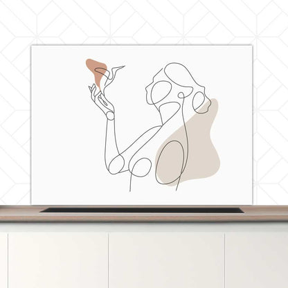 Spatscherm - Vrouw met vogel