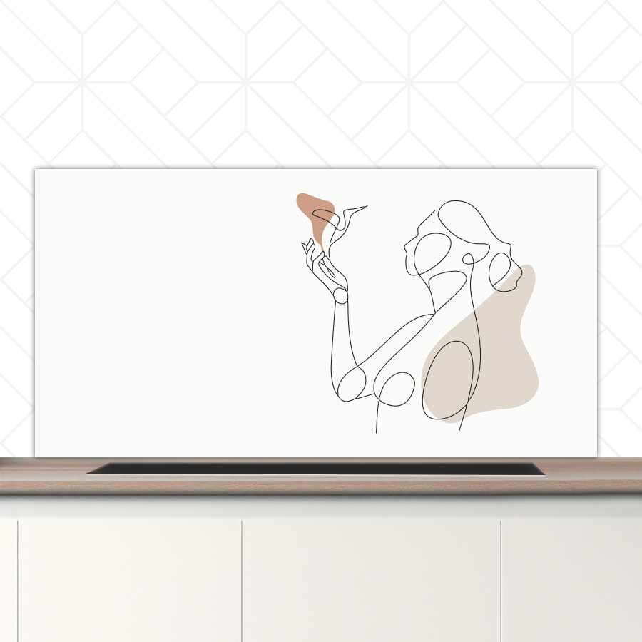 Spatscherm - Vrouw met vogel