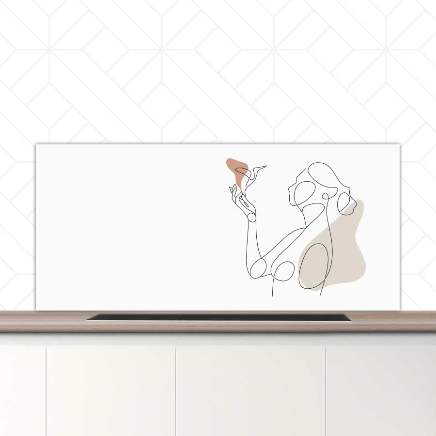 Spatscherm - Vrouw met vogel