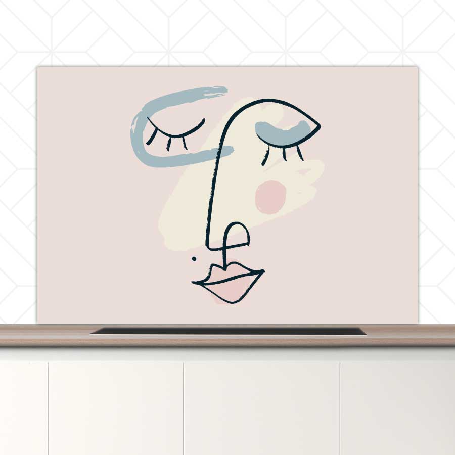 Spatscherm - Minimalistisch vrouwengezicht