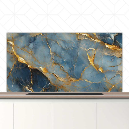 Spatscherm - Marmer Blauw-Goud