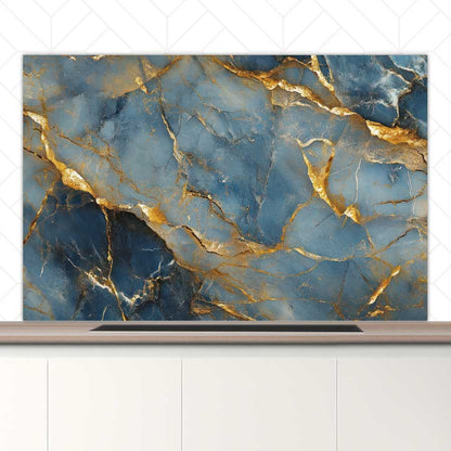 Spatscherm - Marmer Blauw-Goud