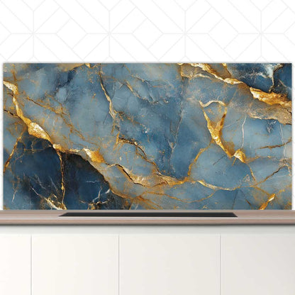 Spatscherm - Marmer Blauw-Goud