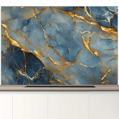 Spatscherm - Marmer Blauw-Goud
