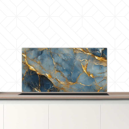 Spatscherm - Marmer Blauw-Goud