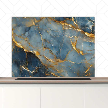 Spatscherm - Marmer Blauw-Goud