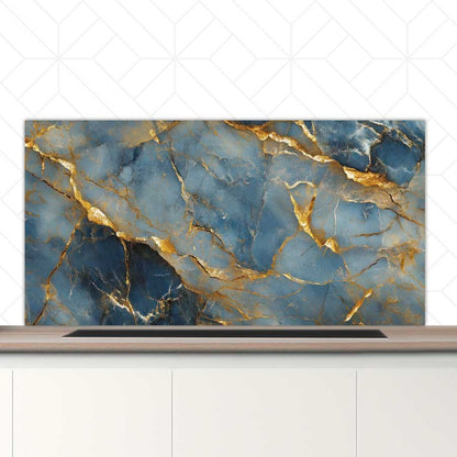 Spatscherm - Marmer Blauw-Goud