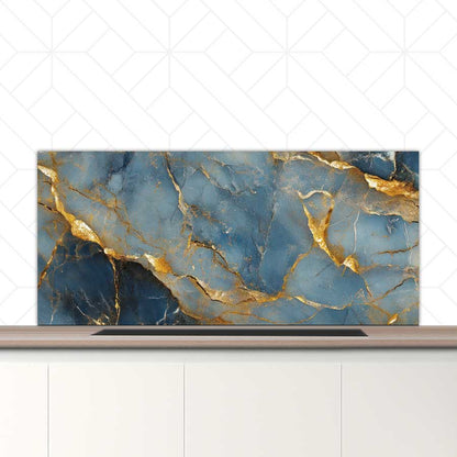 Spatscherm - Marmer Blauw-Goud