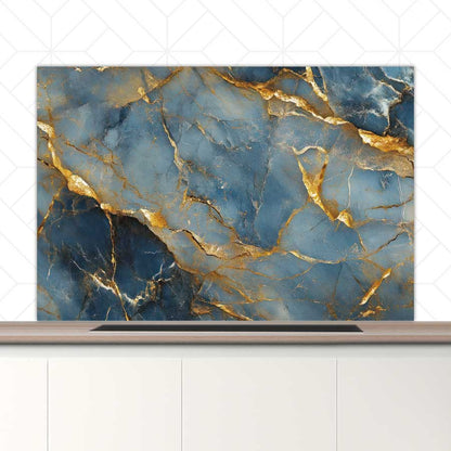 Spatscherm - Marmer Blauw-Goud