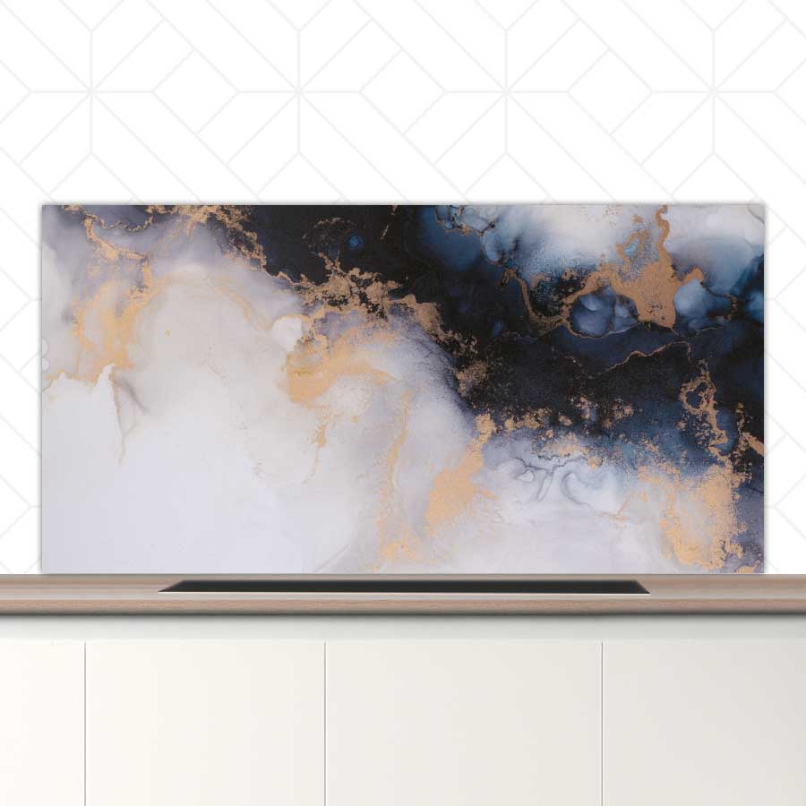 Spatscherm - Marmer Blauw-Paars