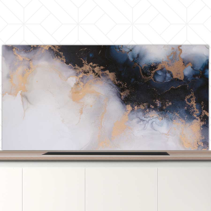 Spatscherm - Marmer Blauw-Paars