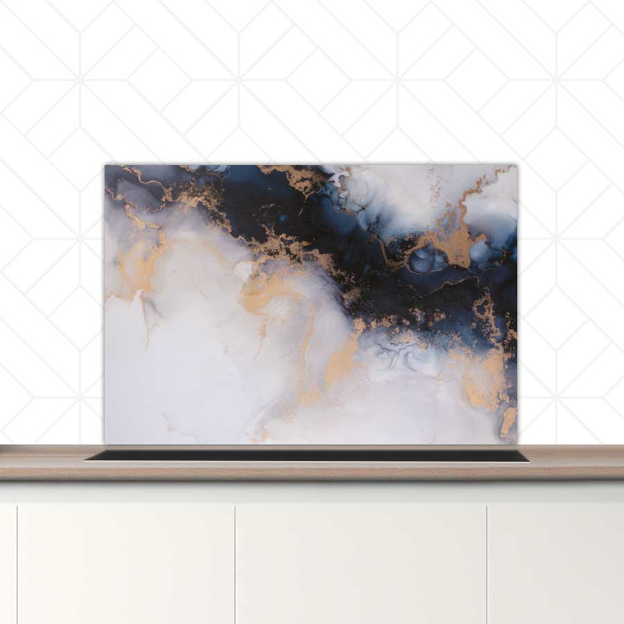 Spatscherm - Marmer Blauw-Paars