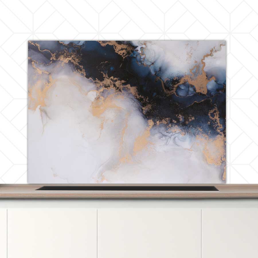 Spatscherm - Marmer Blauw-Paars