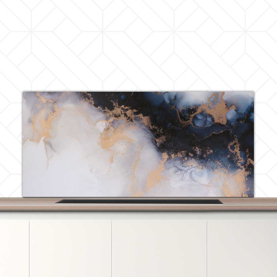 Spatscherm - Marmer Blauw-Paars