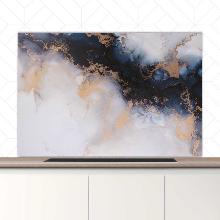 Spatscherm - Marmer Blauw-Paars