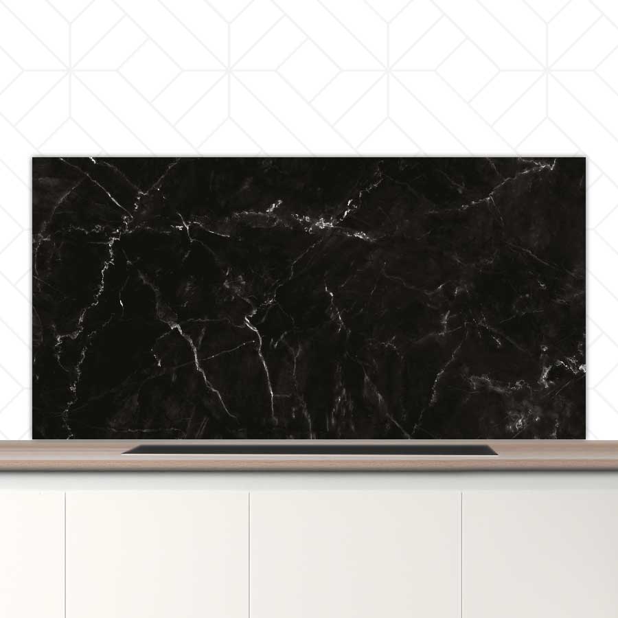 Spatscherm - Marmer Zwart