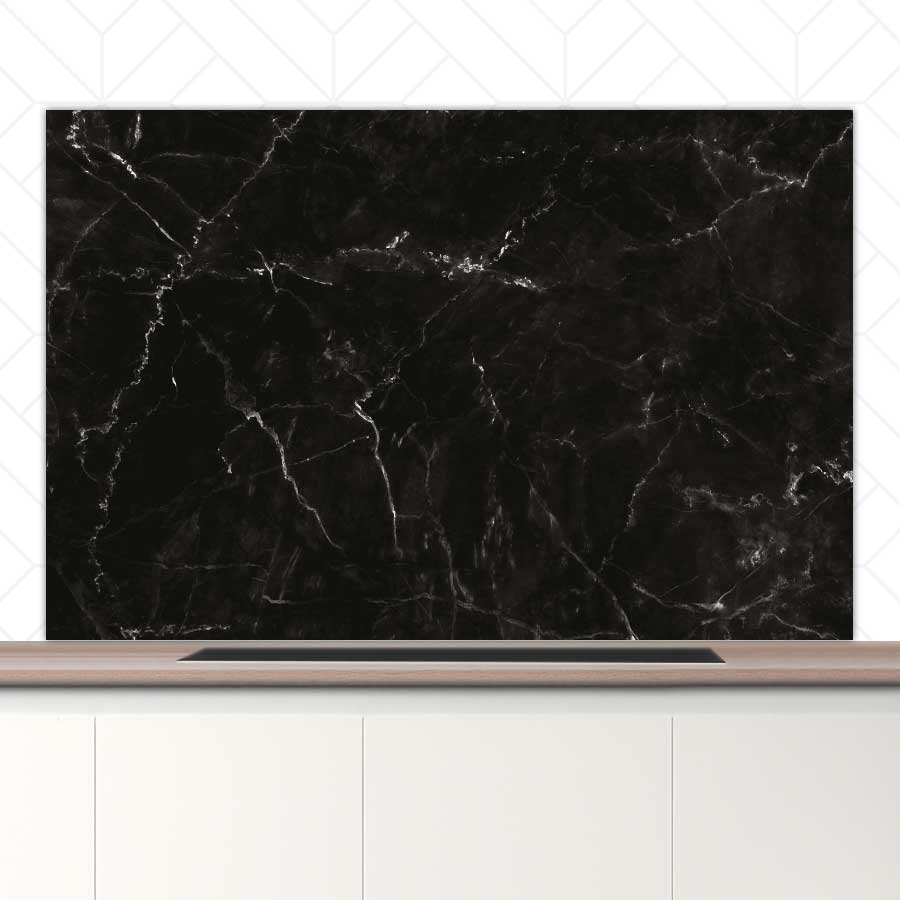 Spatscherm - Marmer Zwart