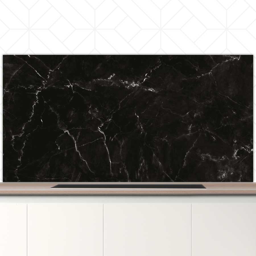 Spatscherm - Marmer Zwart