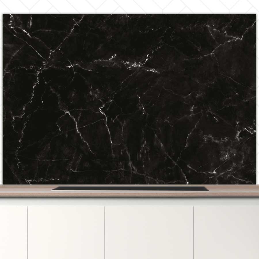 Spatscherm - Marmer Zwart