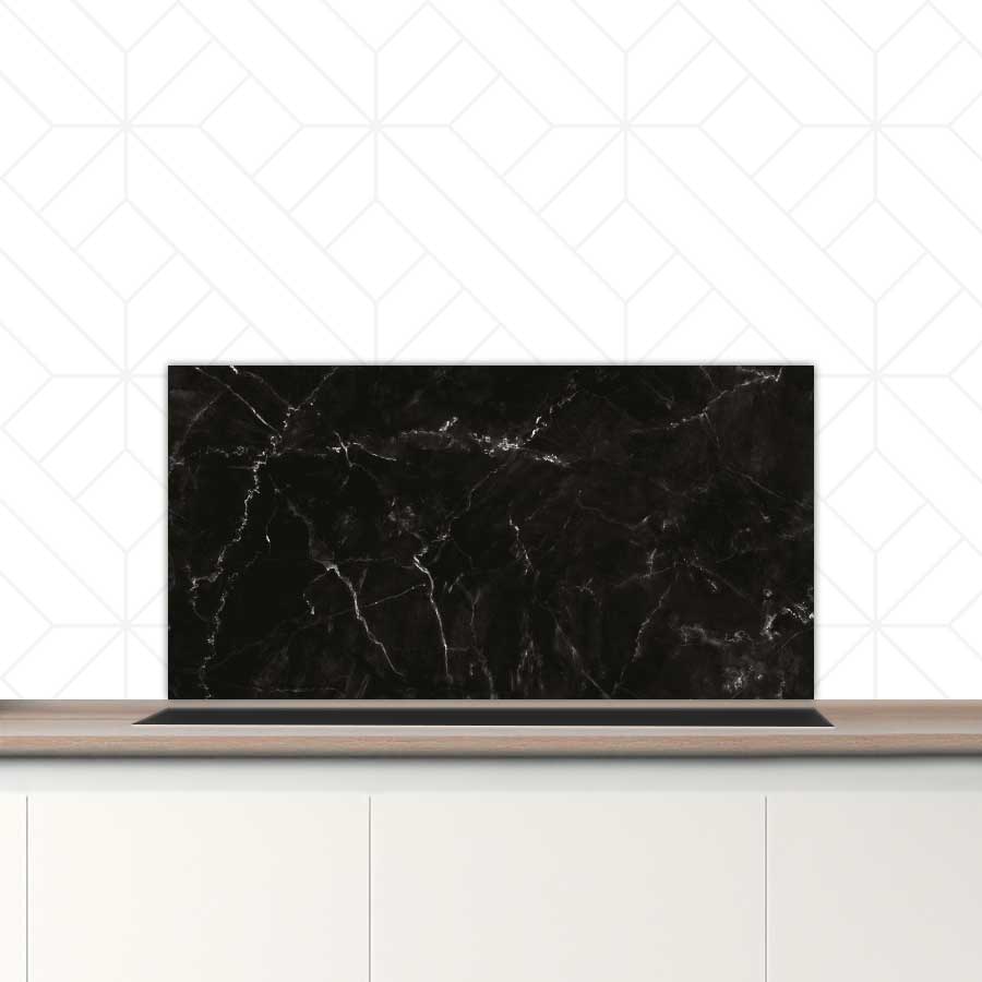 Spatscherm - Marmer Zwart